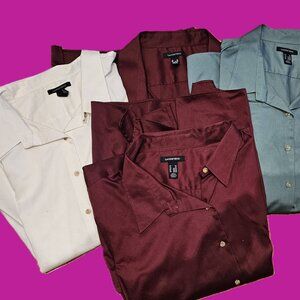 Set of 4 short sleeve Lands' End cotton button down blouses size 4X